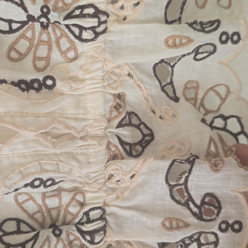 Anthropologie Eyelet  Cream Lace Blouse S - Picture 6 of 9